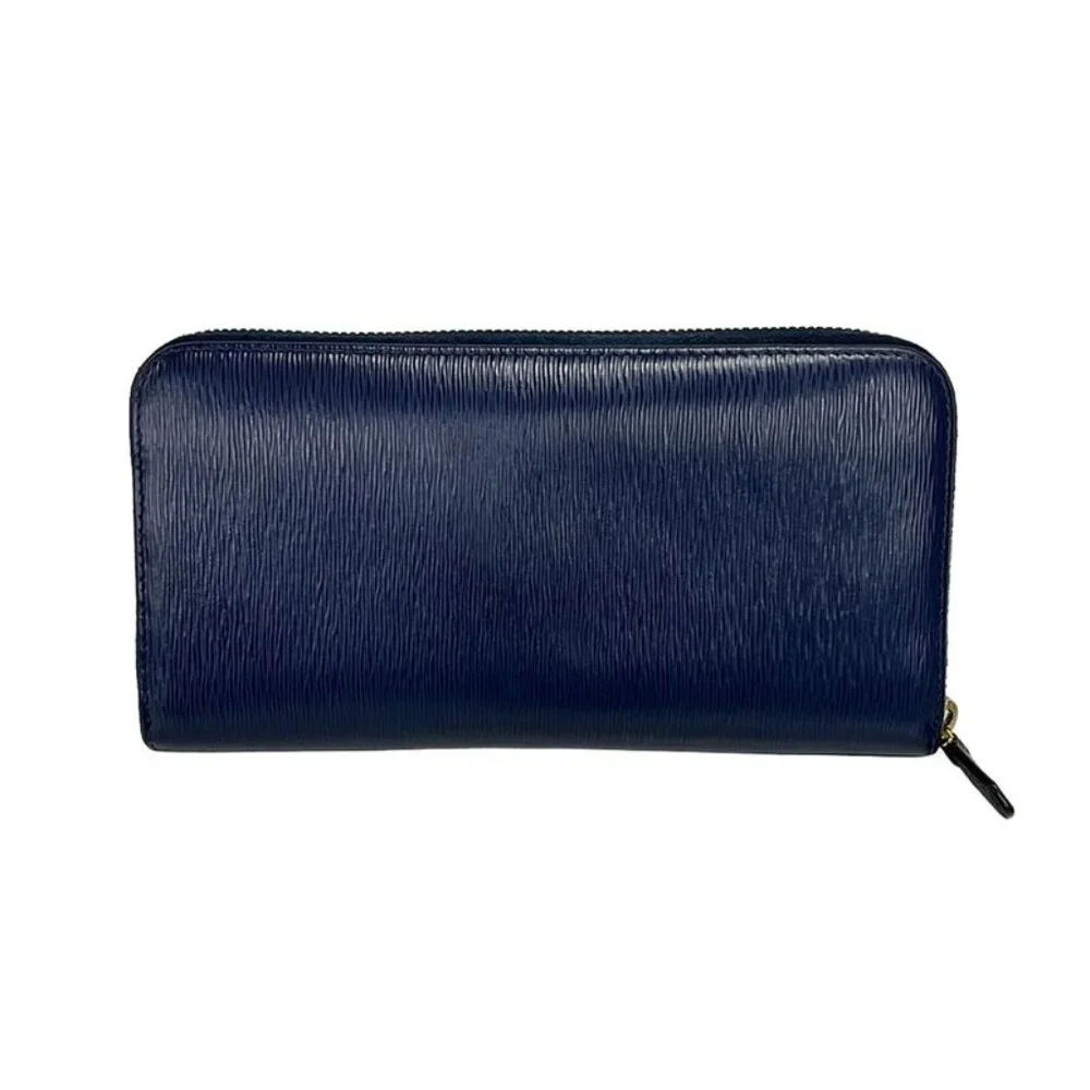 Prada Wallet Blue Zip Around Leather - Picture 2 of 6